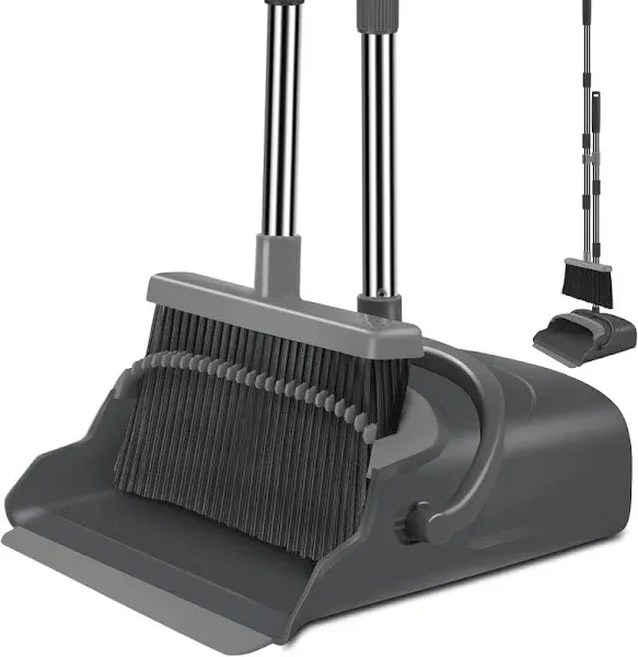 Stand up Broom and Dustpan Set for Home Office Sweeping Clean Broom and Dustpan