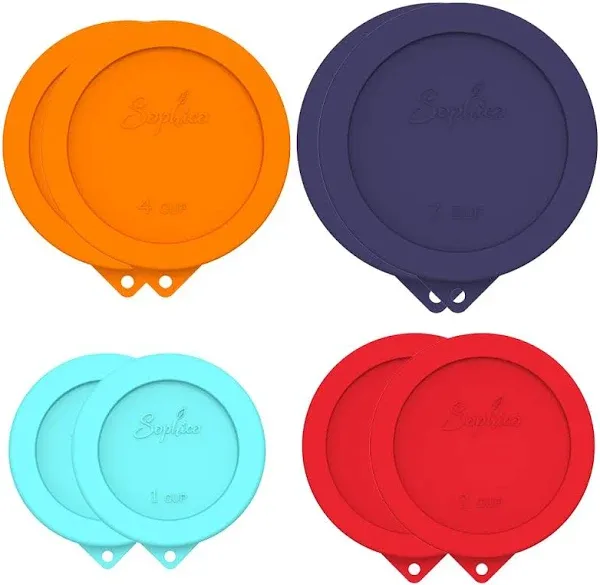 Sophico Round Silicone Storage Cover Lids Replacement for Anchor Hocking and Pyrex Glass Bowls (Container Not Included) (4 size, 8 Pack) Other