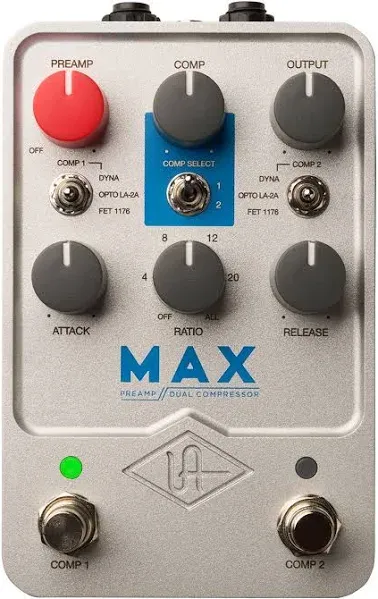 Universal Audio Max Preamp & Dual Compressor Guitar Pedal w/ Power Supply, Patch Cables & Cloth | Reverb