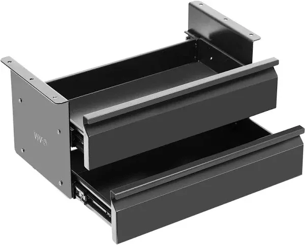 VIVO Black Dual Level 16" Pull Out Under Desk Storage Drawer Set