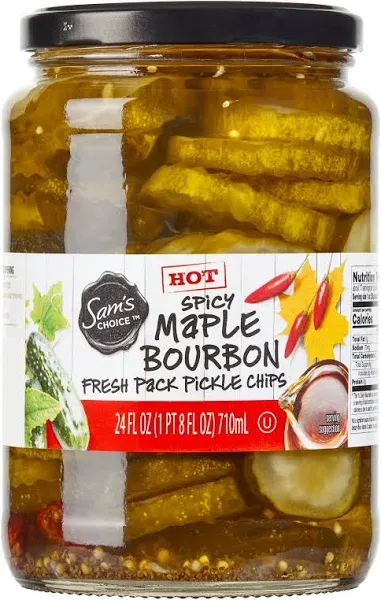 Spicy Maple Bourbon Pickle Chips Hot 24 oz. Jar