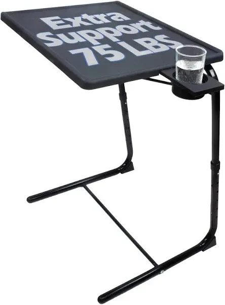 5 STAR SUPER DEALS Portable Foldable TV Tray Table Deluxe - Laptop, Eating, Drawing Tray Table Stand with Adjustable Tray with Sliding Adjustable Cup Holder (Black)