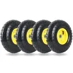 (4 pack) AR-PRO 4.10/3.50-4&#034; All Purpose Utility Air Tires and Yellow Wheel