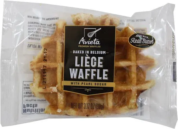 Avieta Belgian Pearl Sugar Waffles, 12 Individually Packed 3.17 Ounce