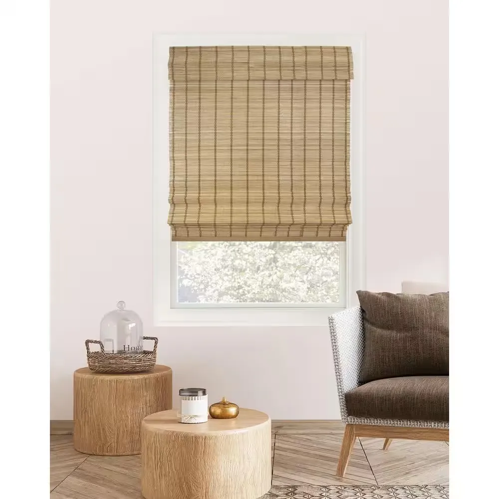 CHICOLOGY Bamboo Roman Shades - Customer Favorite Light Filtering Blinds for Windows, Premium Quality, Ideal for Home, Deer Brown, 27" W X 64" H