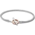 Bracelet Pandora with Closure To T And Circles 582309C00 Silver Rose Gold 18 Cm