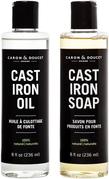 Caron & Doucet Cast Iron Cleaning & Conditioning Set Seasoning Oil & Cleaning Soap