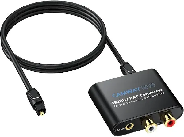 CAMWAY Digital to Analog Converter 192kHz DAC Converter SPDIF to RCA,Optical to 3.5mm,Toslink to RCA,Optical to RCA,DAC Converter Audio Adapter