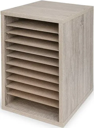 AdirOffice File Organizer 16.2&#034;x 10.75&#034;Wood Vertical Medium Oak(11-Compart<wbr/>ment)