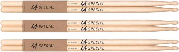 promark LA Specials Drum Sticks - 5A Drumsticks - Drum Sticks Set for Acoustic Drums or Electronic Drums - Oval Wood Tip - Hickory Drum Sticks - Consistent Weight and Pitch - 3 Pairs