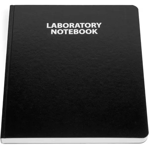 Scientific Notebook Company Flush Trimmed, Research Laboratory Notebook, 192 Pages, Smyth Sewn, 9.25 X 11.25, 4x4 Grid (Black)