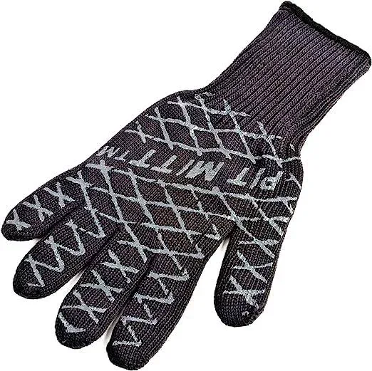 Charcoal Companion Pit Mitt - BBQ Grill Glove | Heat Resistant Up to 475°F - Made with Aramid Fibers | Textured Silicone Pattern for Secure Grip | Reversible to Fit Right and Left Hand