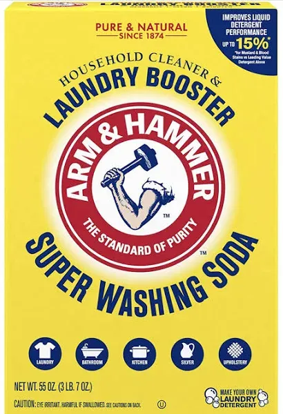 55oz ARM &amp; HAMMER Super Washing Soda Household Cleaner &amp; Laundry Booster,Natura<wbr/>l