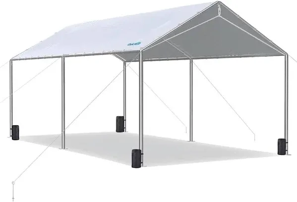 Quictent 10x20ft Upgraded Heavy Duty Car Canopy Galvanized Frame Carport Outdoor Boat Shelter with 3 Reinforced Steel Cables