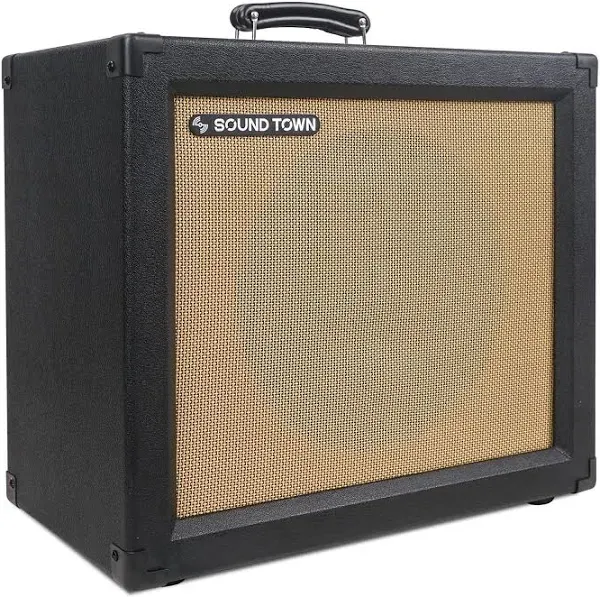 Sound Town 1 x 12" 65W Open-back Guitar Speaker Cabinet, Birch Plywood, Black Tolex, Wheat Cloth Grille (GUC112OBBK)