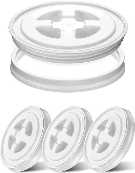 Aodaer 4 Pieces Seal Lid 5 Gallon Bucket Twist Lid Food Storage Container Lid Reusable Plastic Seal Lid Food Storage Container Lids (White)