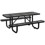 Global Industrial® Expanded Steel Picnic Table, Rectangular, 72 x 62 x 29.5, Black Top, Black Base/Legs