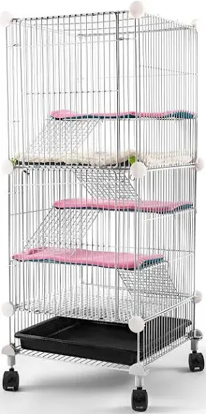 KINGBO Pet Hutch Cages for Hamster, Rat or Other Small Animals Indoor, Expandable and Stackable, 14x14x28 in