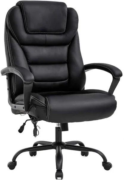 High Back Big & Tall Office Chair, 500lbs Executive Wide Seat Desk Chair, Best Computer Chair, Large Home PU Leather Chair with Armrest，Adjustable Ergonomic Swivel Rolling Task Chair for Adults, Black