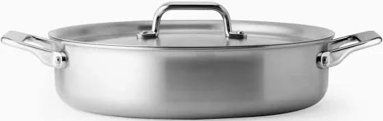 Misen 6 Quart Stainless Steel Rondeau Pot with Lid - 5-Ply Steel Braiser Pan with Handles