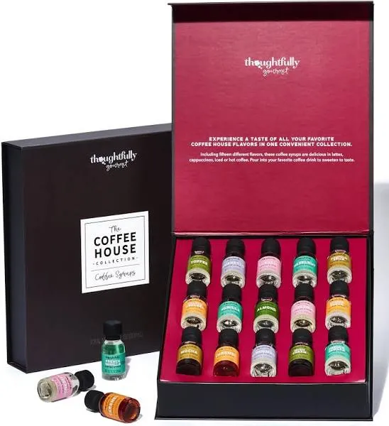 Thoughtfully Gourmet, Coffee Syrups Mega Sampler Variety Gift Set, Flavors Include Toffee, Salted Caramel, Almond, and More, Vegan Friendly, Set of 15