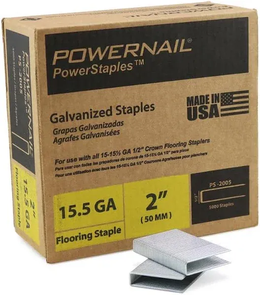 POWERNAIL PS-2005 2" 15.5 Ga. Leg Galvanized Flooring Staples