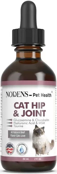 NODENS CAT Hip and Joint Glucosamine for Cats with Chondroitin - Cat Pain Relief from Inflammation - Cat Joint Supplement for Improved Joint Flexibility - Natural Liquid cat Health Supplies 59ml