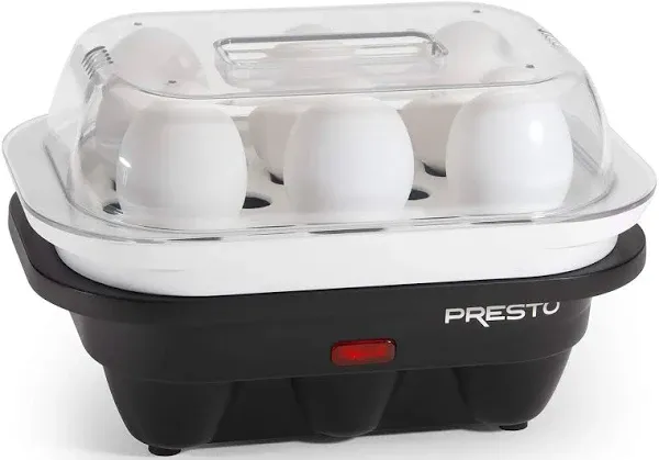 PRESTO Easy Store Electric 6 Egg Cooker all Size Eggs, Storage, Done Indicator 