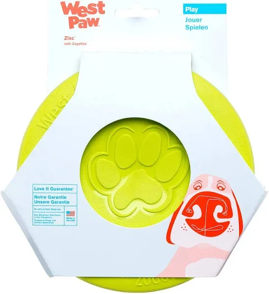 WEST PAW 2 Zogoflex Zisc Dog Flying Discs (Large, Glow and Large, Granny Smith) – Lightweight, Floatable Dog Flying Discs for Fetch, Tug of War, Catch, Play – Doubles as Food/Water Bowl