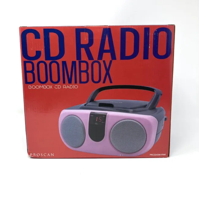 PROSCAN SRCD243 Portable CD Player with AM/FM Radio, Boombox (Pink)