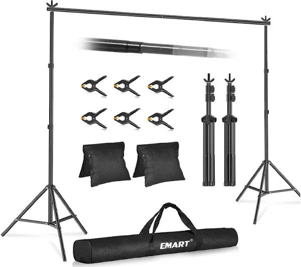 EMART Backdrop Stand 10x10ft(WxH) Photo Studio Adjustable Background Stand Support Kit