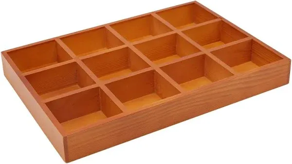 Juvale Wooden Drawer Organizer with 12 Compartments, Divided Tray for Cedar 