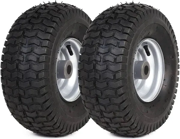 2-Pack 15X6.00-6 Lawn Mower Tire And Wheel With 3" -6'' Centered Hub, 3/4" Or