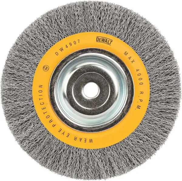 DEWALT Wire Wheel, 8-Inch, Crimped, 5/8-Inch Arbor, Wide Face, .014-Inch (DW4907)