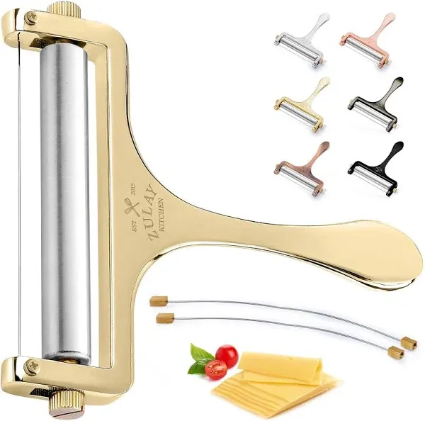 Zulay Kitchen Stainless Steel Wire Cheese Slicer - Adjustable Hand Held Cutter 2