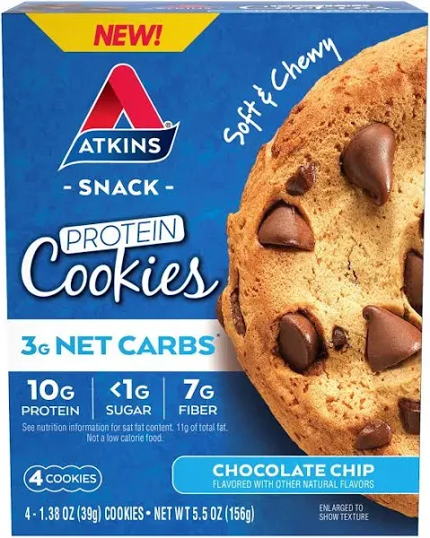 Atkins Soft and Chewy Chocolate Chip Protein Cookie, Keto Friendly (8 Count)