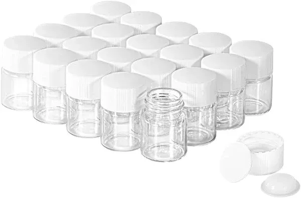 10ml Clear Glass Vial 20pcs with white Screw cap and inner plug 20pcs, leak-proof Glass Bottle Sealed Sample Vials