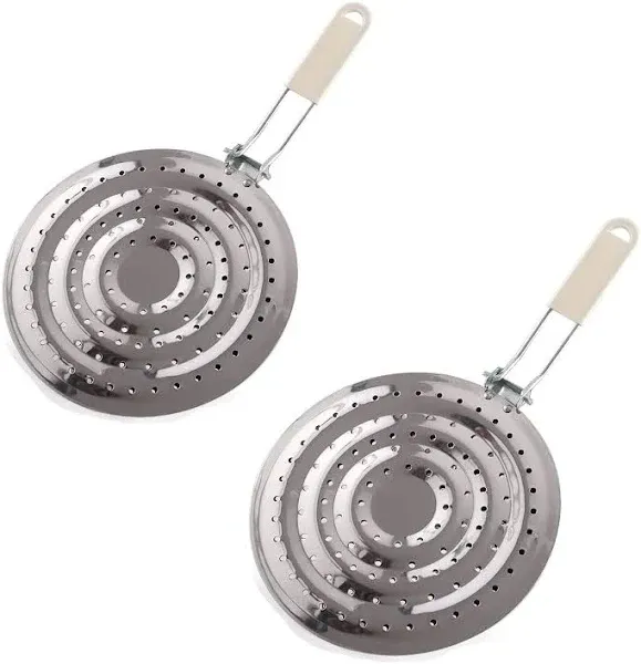 2 Pack Double Thickening Heat Diffuser Reducer Flame Guard Simmer Plate, Stainless Steel for Electric and Gas Stovetops