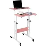 Mind Reader Mobile Sitting, Standing Desk, Pink