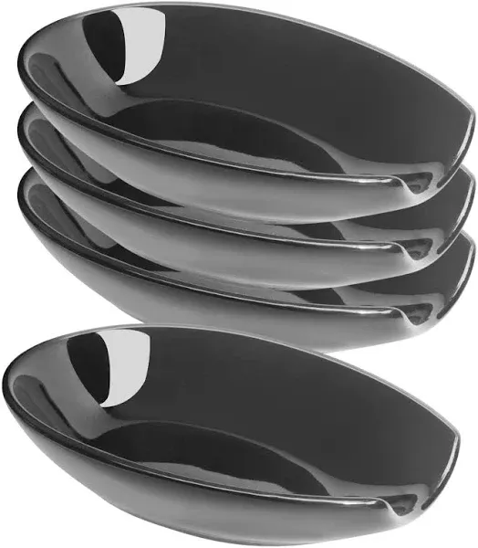 OGGI Spooner Ceramic Spoon Rest- Set of 4 - Spoon Rest for Stove Top, Spoon Holder for Countertop, Kitchen Decor for Counter, Coffee Bar Accessories, Gloss Black