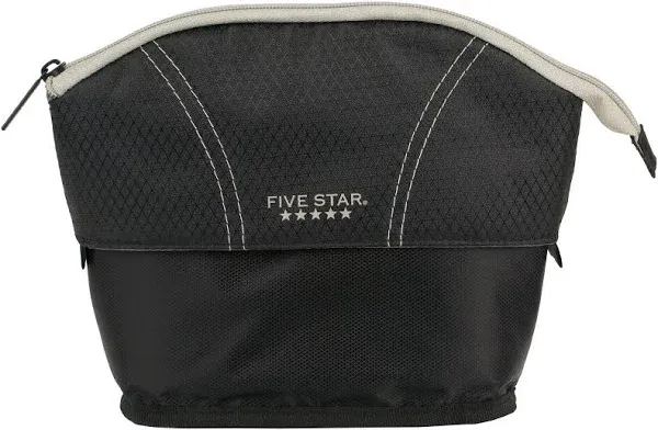 Five Star Pencil Pouch, Pen Case, Storage Organizer for School Supplies Earbuds Chargers Cables Makeup, Quick View Expandable, Black/Grey (507610A-ECM)