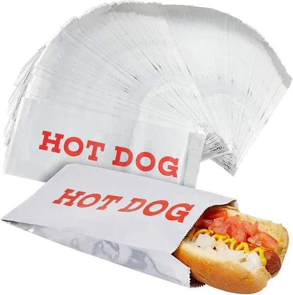 Stockroom Plus 200 Pack Individual Hot Dog Foil Wrappers for Food Trucks, Concession Stands, Restaurants, Fairs (3.7 x 9 In)