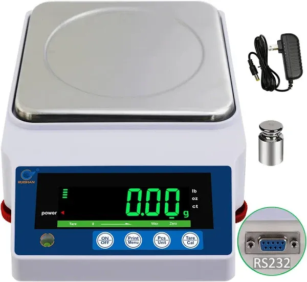 RUISHAN 3000 x 0.01g Lab Precision Analytical Balance RS232 port AC100-240V Electronic Weighing Scale Scientific Scale Centigram Scale  Calibrated Scale | 01 Gram Scale for Chemistry  Labs  Jewelry