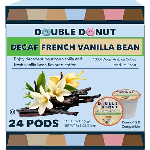 Double Donut Decaf Vanilla Bean Coffee Pods for Keurig K Cups Brewers | Crazy Cups