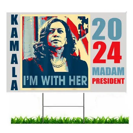 Kamala Harris 2024 for President Yard Sign 18"x12" Double-Sided, Comes with Metal 15" H Stake UV resistant Fade Resistant Kamala For the People Lets Frinish the Job (Kamala Design 1)