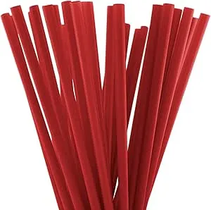 10 Inch Plastic Drinking Straw (10 Inch x 0.28 Inch) 250 Pcs (Red)