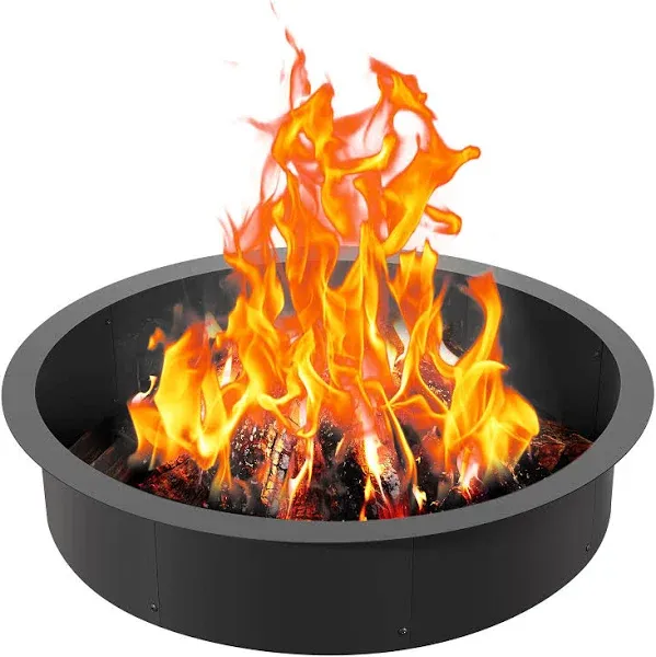 VEVOR Fire Pit Ring Round 35 Inch Outer Steel Liner DIY Campfire Ring Firepit