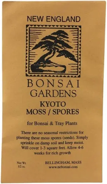 Moss Spores for Bonsai Trees - Covers Up to Three Square Feet, Bright Green Velvet Kyoto Bonsai Moss That is Weed Free, Indefinite Shelf Life