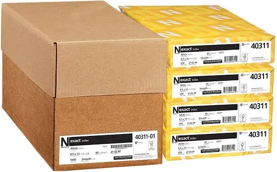 Exact Index Cardstock 94 Brightness 90 lb /163 GSM 1000 Sheets/Carton 8.5"