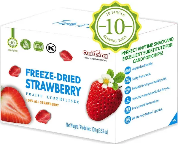 ONETANG Freeze-Dried Fruit Strawberry 10 Pack Single-Serve Pack